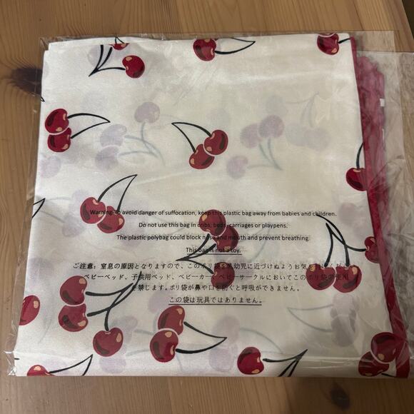 🍒 Cherry Swirl Print Silk Square Scarf - Picture 9 of 9